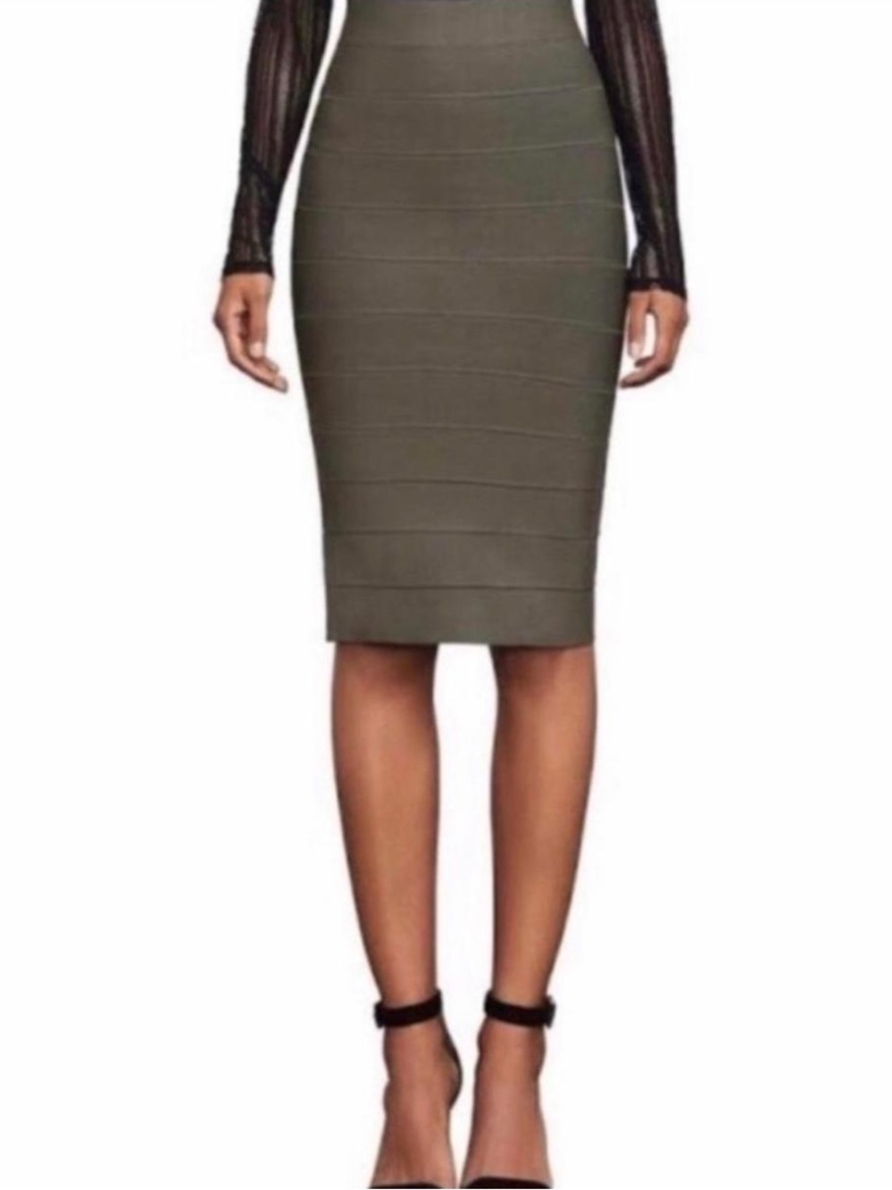 BCBGMaxAzria Grey Pencil Bandage Midi Skirt